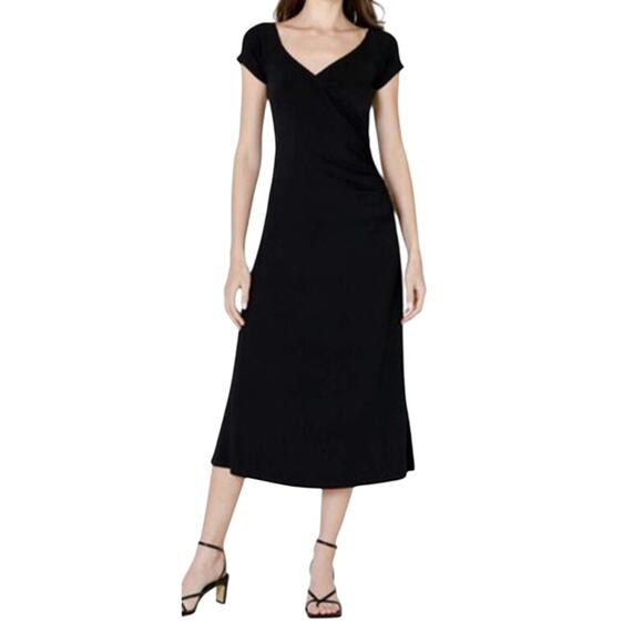 Vince Dress short sleeve faux wrap black size Medium M - Picture 1 of 7